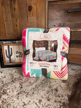Load image into Gallery viewer, Pink Aztec Plush Blanket