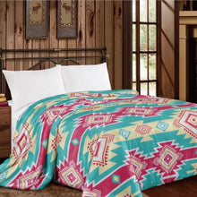 Load image into Gallery viewer, Pink Aztec Plush Blanket