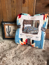 Load image into Gallery viewer, Blue Aztec Plush Blanket