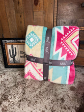 Load image into Gallery viewer, Pink Aztec Plush Blanket
