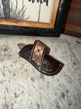 Load image into Gallery viewer, Brown Aztec Leather Knife Pouch
