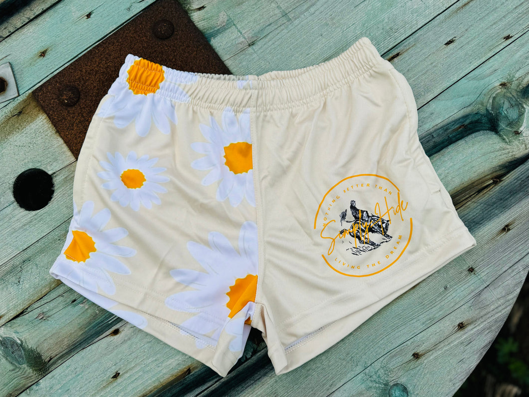 White Daisy Footy Shorts