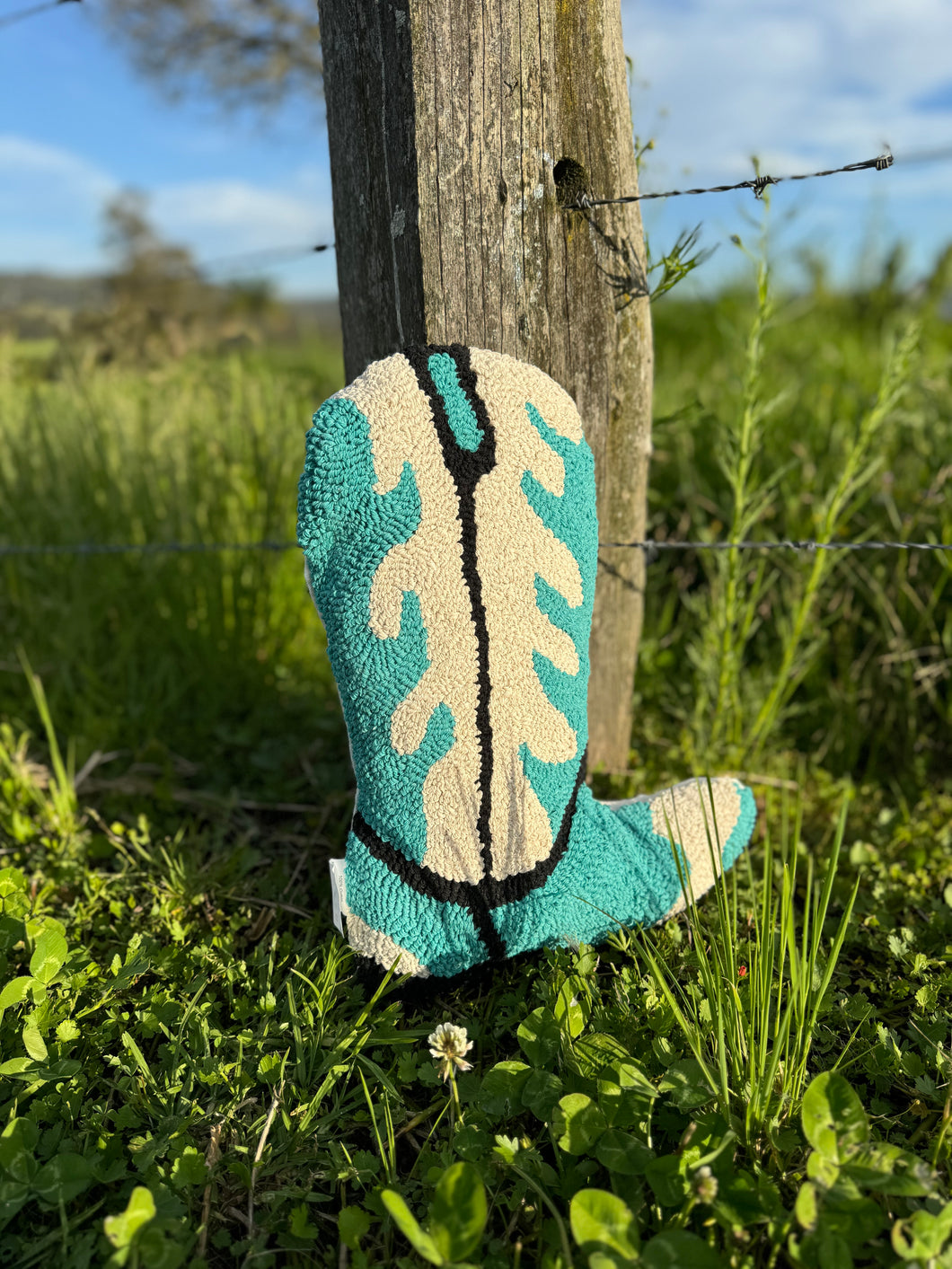 Aqua Western Boot Pillow