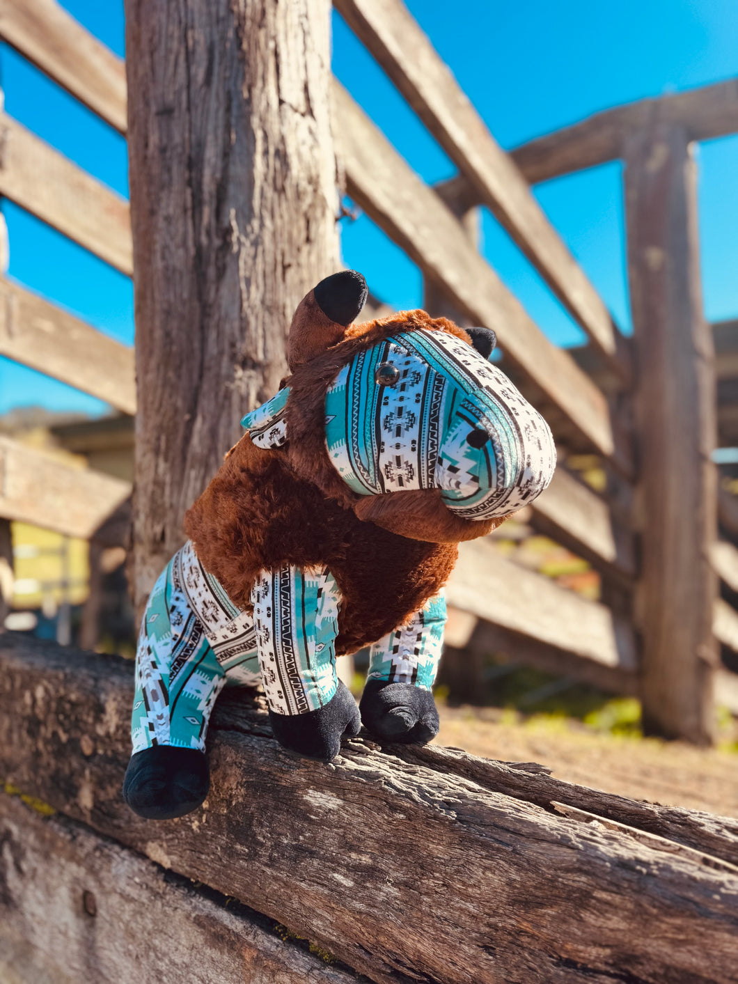 Large Teal Aztec Water Buffalo