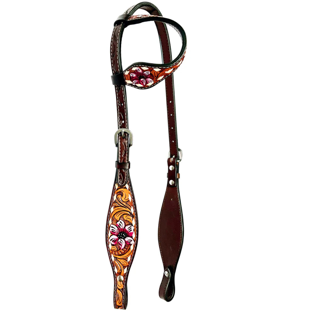 Pink Floral One Ear Bridle
