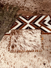 Load image into Gallery viewer, Bootstitch Tan Leather &amp; Cowhide Wristlet
