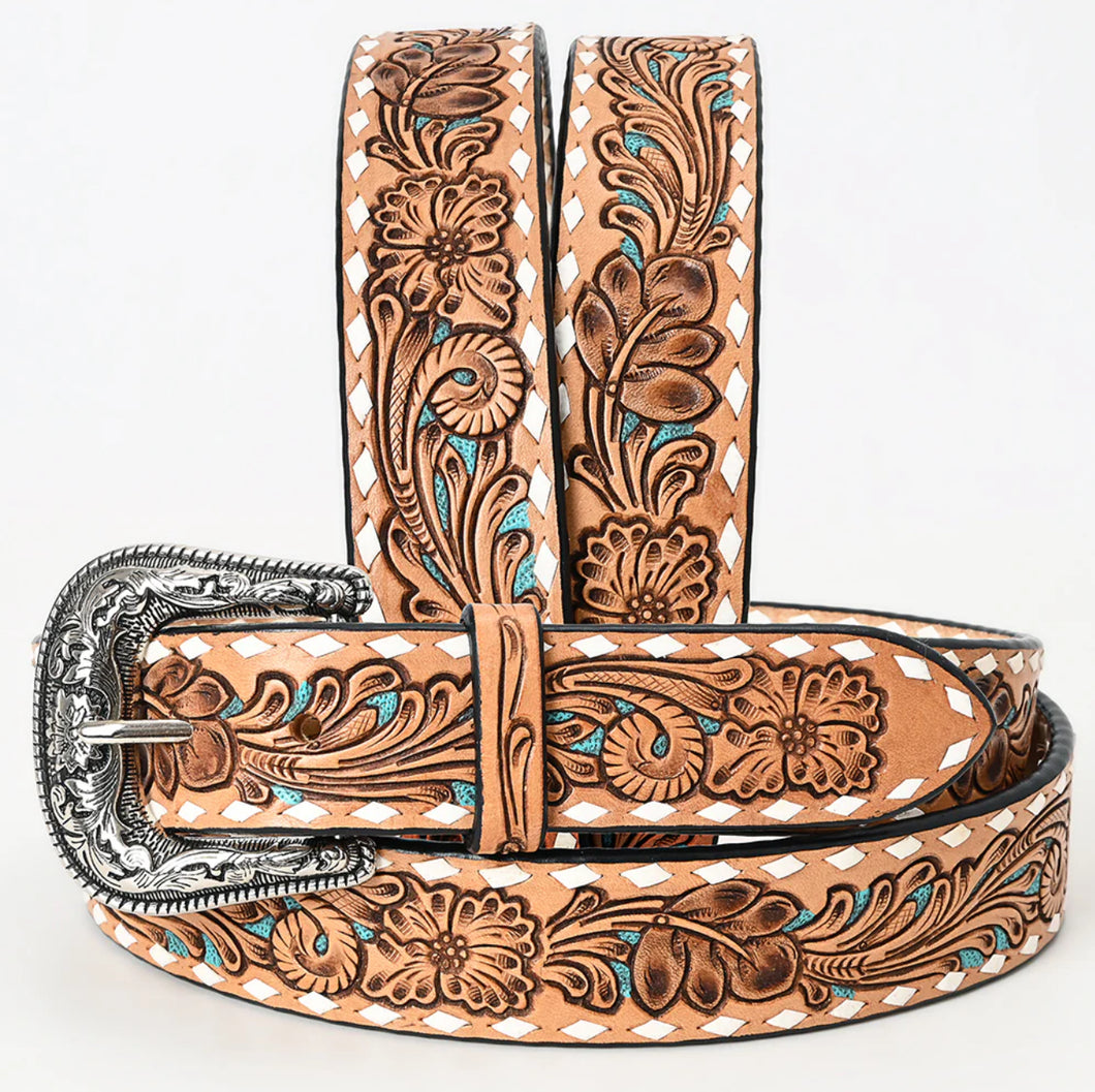 Alicia Aqua Tooled Belt
