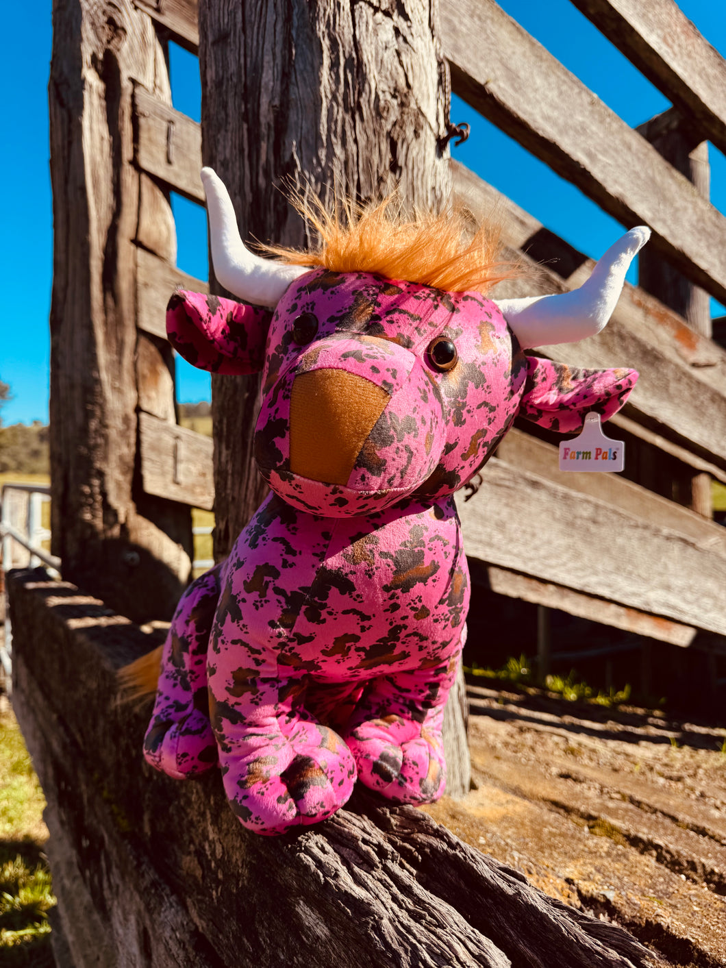 Pink Tan Cowprint Large Highland Cow