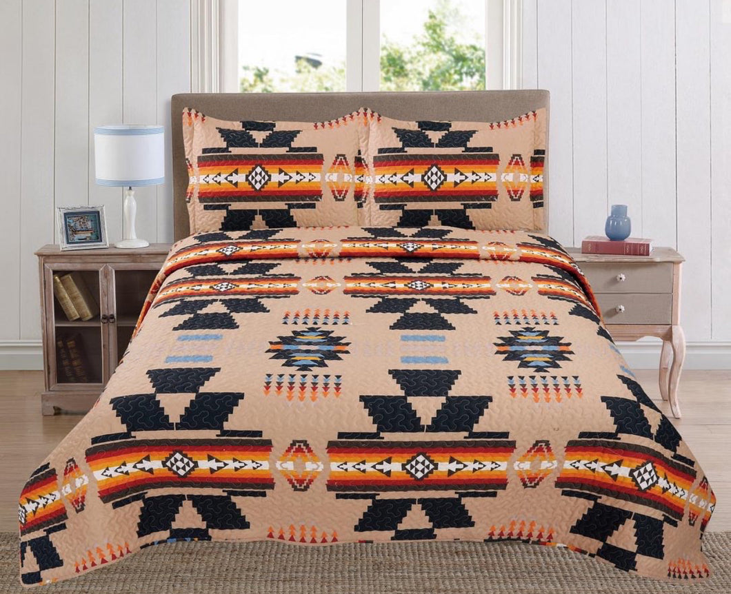 Tan Navajo 3pc Bed Set