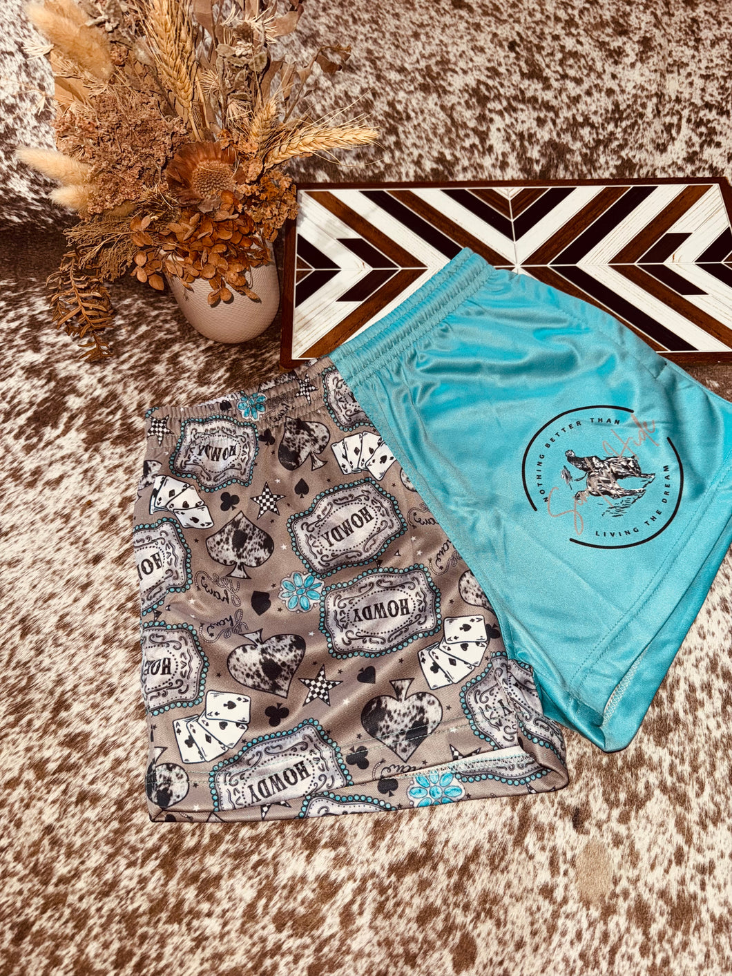 Turquoise Howdy Footy Shorts