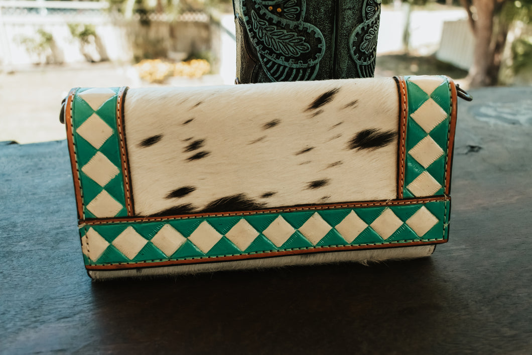 Turquoise Hide Diamond Wallet