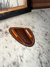 Load image into Gallery viewer, Brown Tooled Leather Knife Belt Pouch
