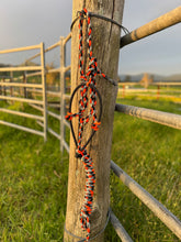Load image into Gallery viewer, Cowboy Halter with Lariat Noseband - Orange Black Sliver
