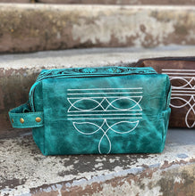 Load image into Gallery viewer, Turquoise Tooled Bootstitch Toiletry Bag
