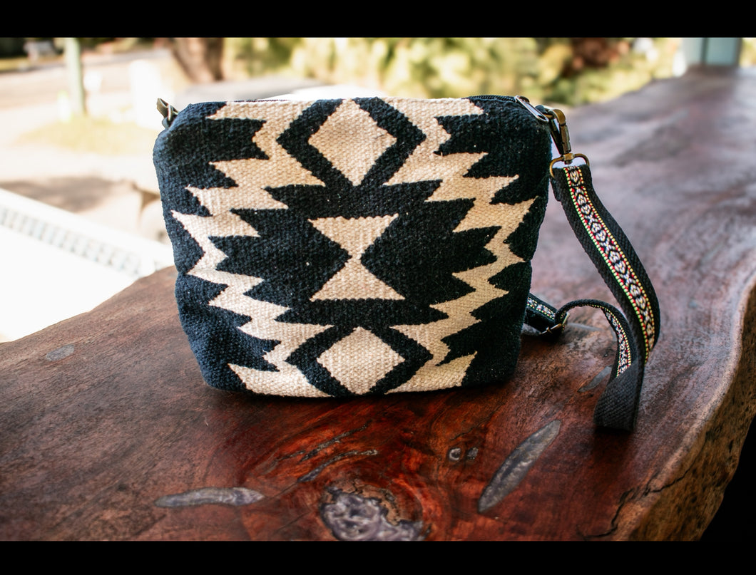 Black & Cream Aztec Crossbody