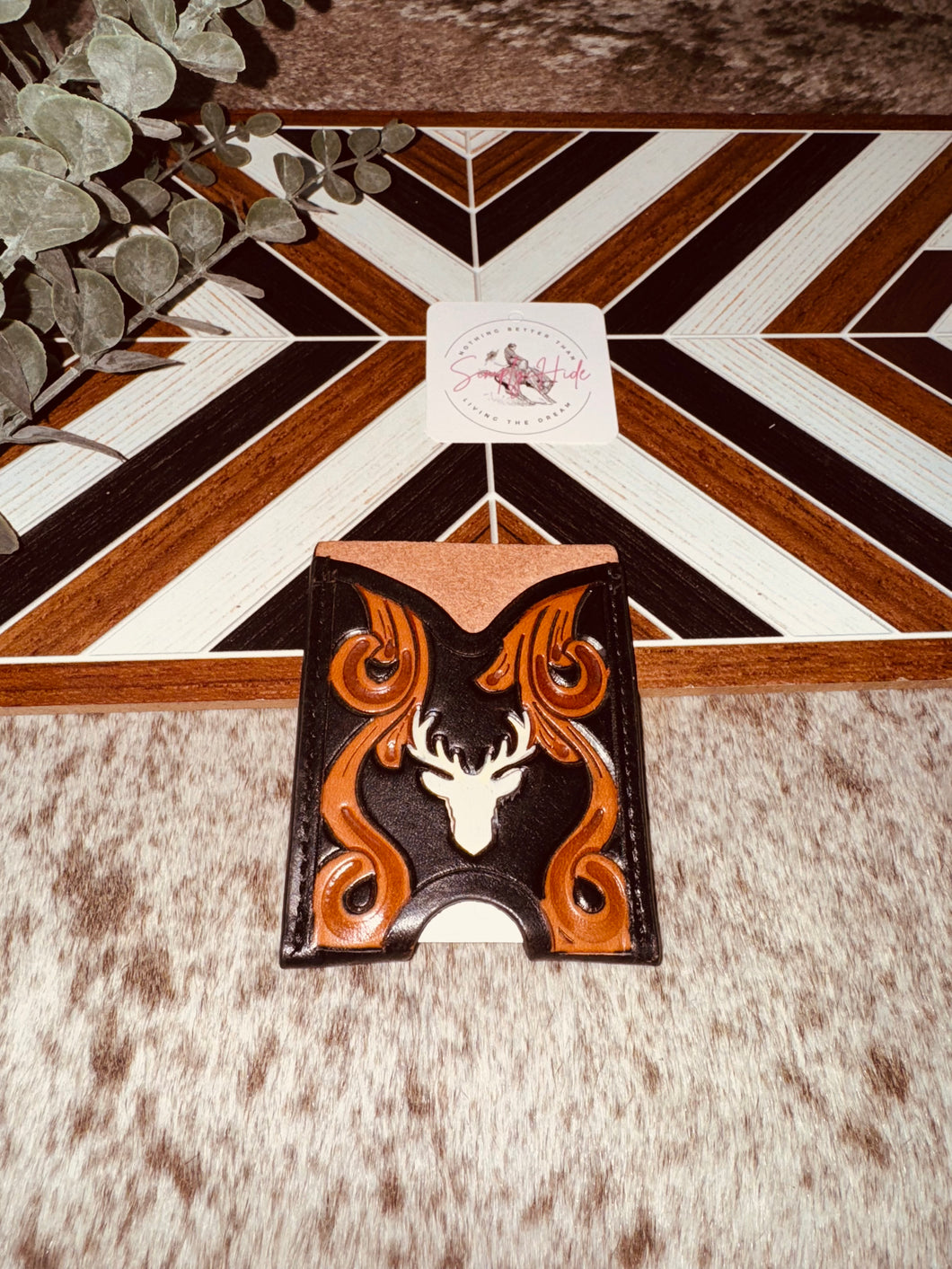 Mini Leather Card Holder (Deer)