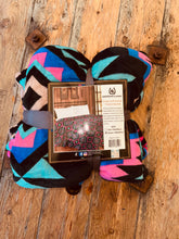 Load image into Gallery viewer, Throw Blanket - Black &amp; Pink Aztec
