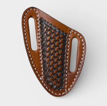 Load image into Gallery viewer, Brown Tooled Leather Knife Belt Pouch
