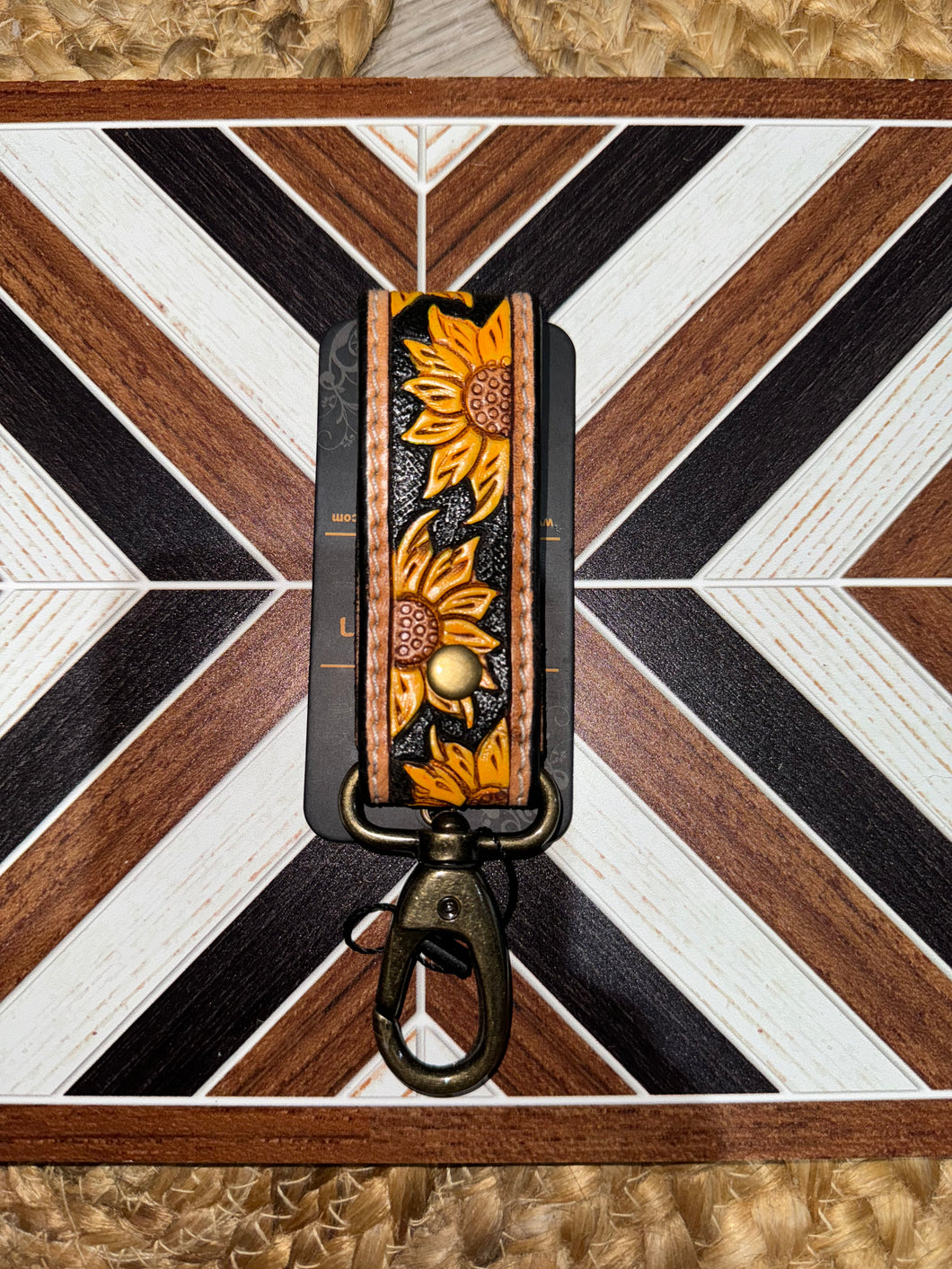 Small Sunflower Leather Keying