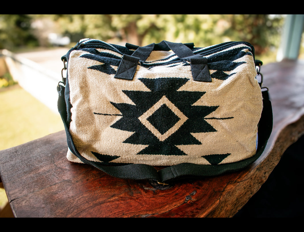Large Black & Tan Overnight Duffle