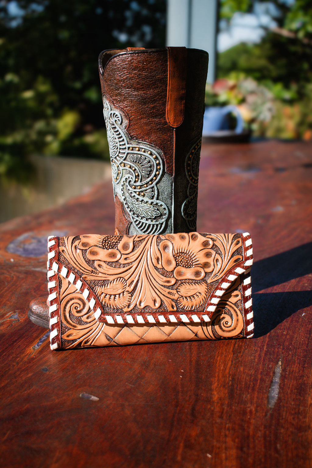Plain White Tooled Wallet