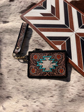 Load image into Gallery viewer, Navajo Sky Handtooled Hairon Leather Card Holder in Antique Brown
