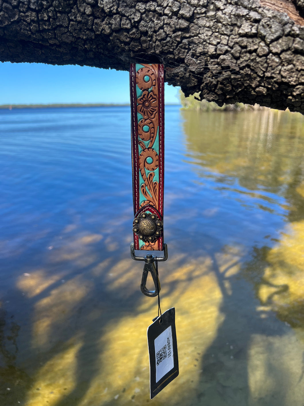 Aqua Leather KeyRing