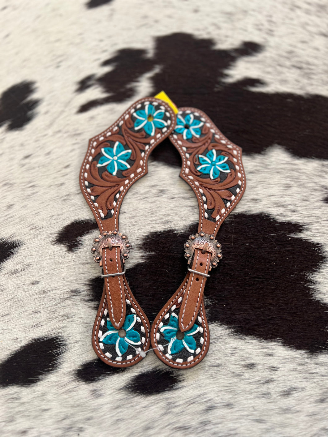 Aqua Floral Spur Straps